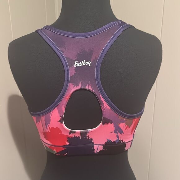 Eastbay palm tree print keyhole racerback sports bra. Lined. No pads. Medium. - Picture 3 of 5